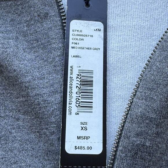 ALICE + OLIVIA Ruffled Jersey Full Zip Jersey Hoodie - Women's Size XS Gray NWT - Picture 13 of 16